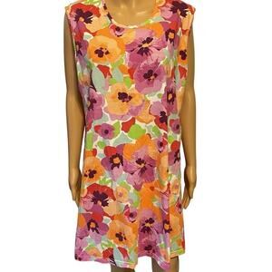 Vintage GS Sundress Sz 1X Floral Tropical Beach Lightweight Cotton Cottagecore